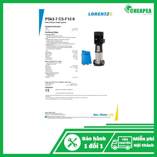Bơm mặt Lorentz PSk3-7 CS-F12-9 (90M-17M3)